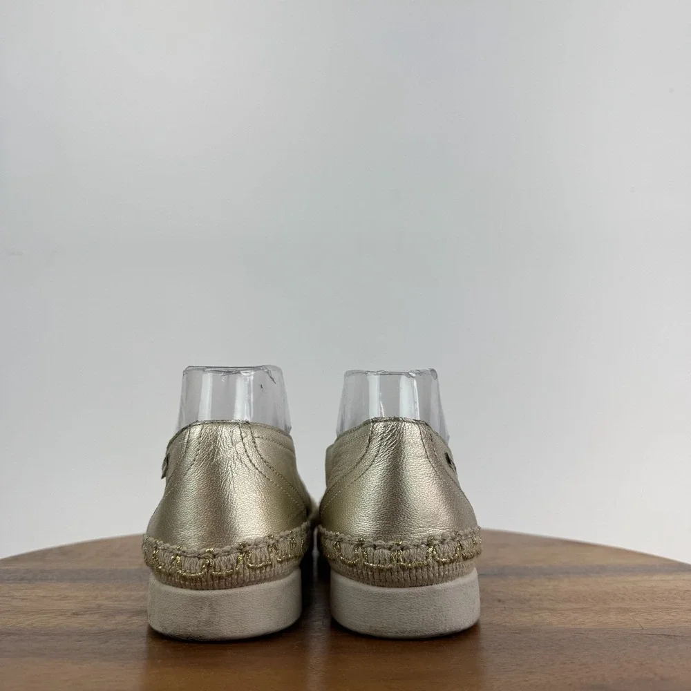 Womens Mephisto Valina Gold Leather‎ Espadrille Slip On Sneakers Size 10 M GUC